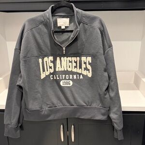 Aeropostale Charcoal Quarter-Zip “Los Angeles” Sweatshirt. Size XL